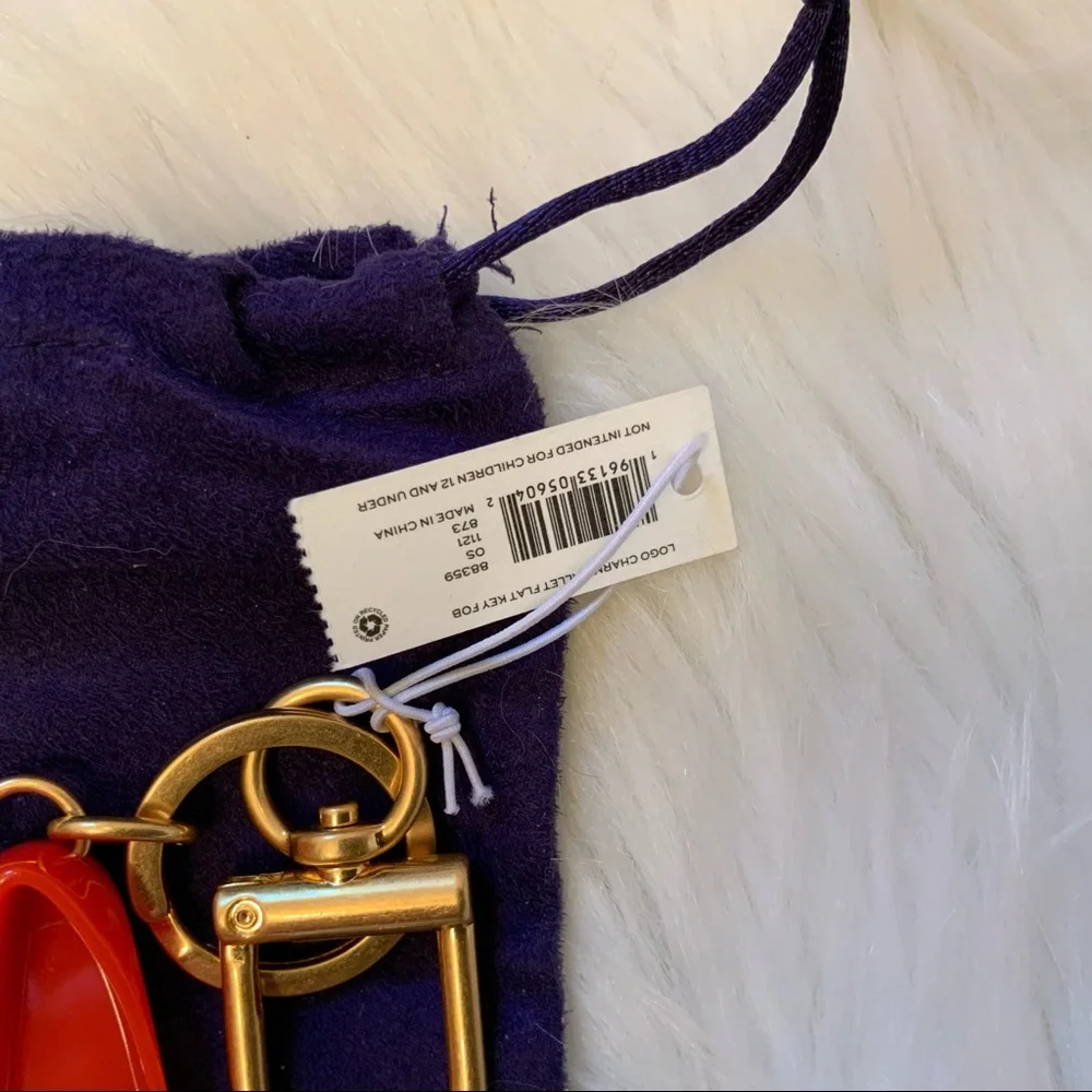 Tory Burch Logo Charm Ballet Flat Key Fob - NWT - Picture 10 of 10
